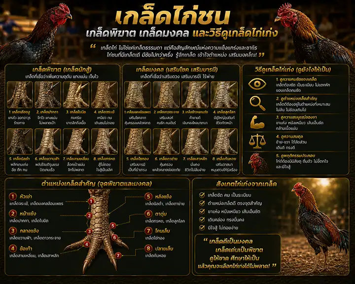 เกล็ดไก่ชน: เกล็ดพิฆาต เกล็ดมงคล และวิธีดูเกล็ดไก่เก่ง